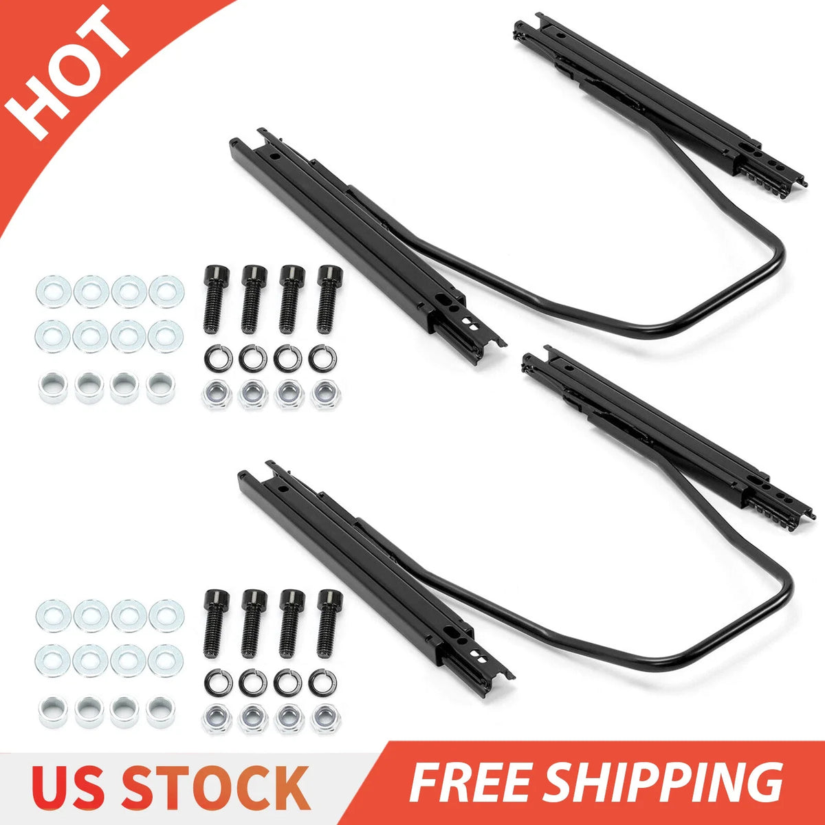 Dual Lock Slider Seat Base Track Bracket Assembly - 2Pcs Universal