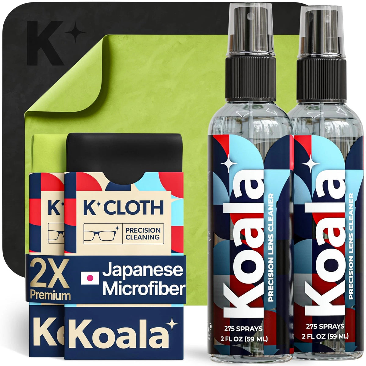 2X Koala Eyeglass Lens Cleaner Spray Kit for All Models (Black/Green)