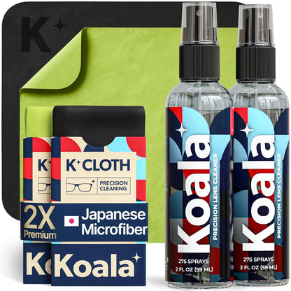 2X Koala Eyeglass Lens Cleaner Spray Kit for All Models (Black/Green)