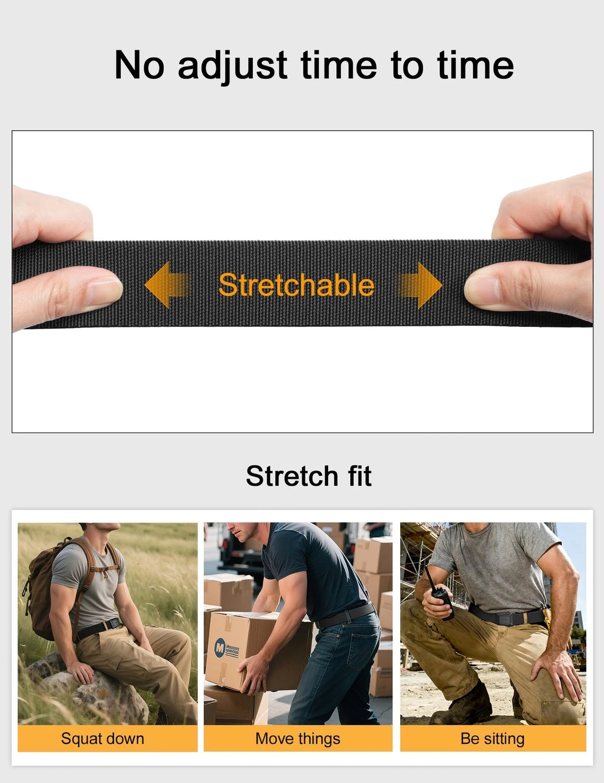 Stretch Tactical Belt for Men (1.5" Elastic)