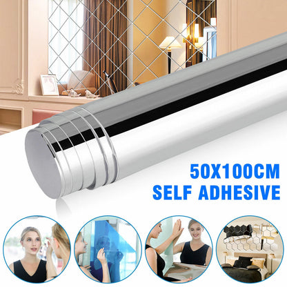 Mirror Reflective Wall Stickers for Kitchen Decor (Self-Adhesive)