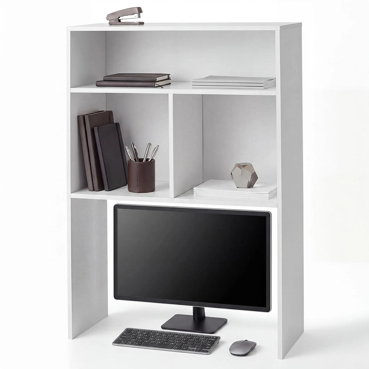 Desk Hutch for Dorm Room (Extra Deep, Tall, White)