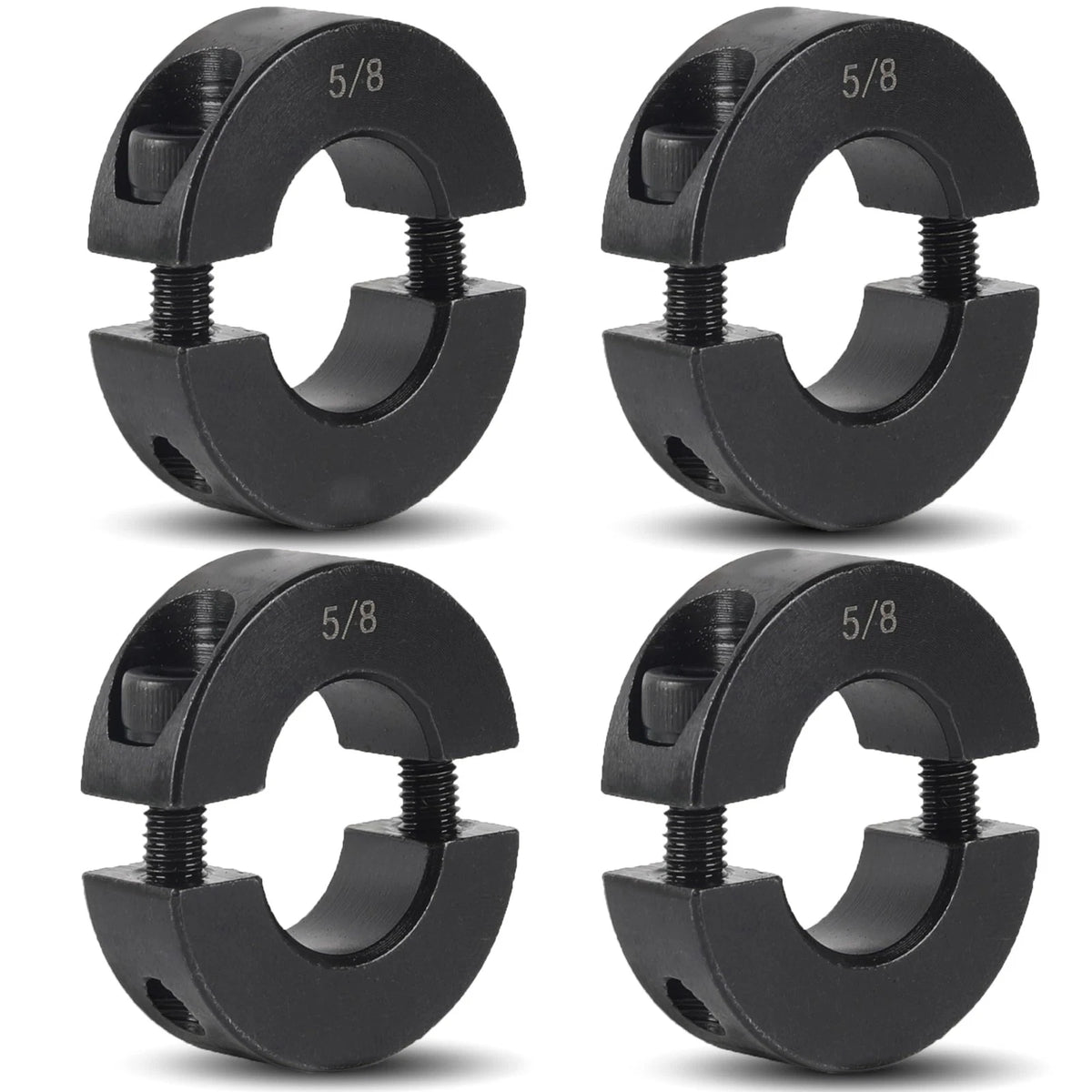 4X Double Split Clamp-On Shaft Collars 5/8" Bore for Universal Fit