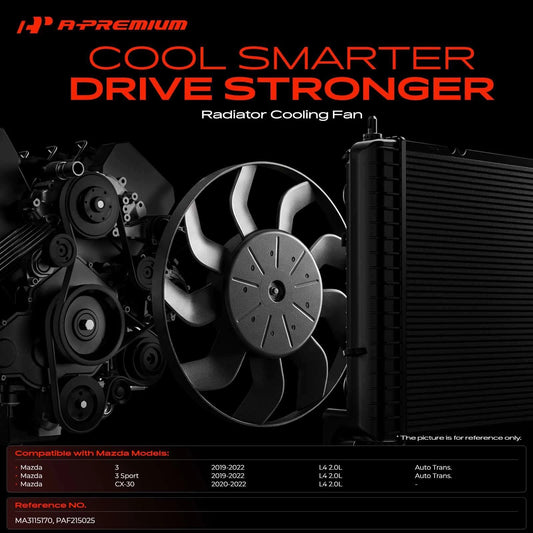 Radiator Cooling Fan Assembly with Shroud for Mazda 3, CX-30 (2019–2022) PAF215025, MA3115170