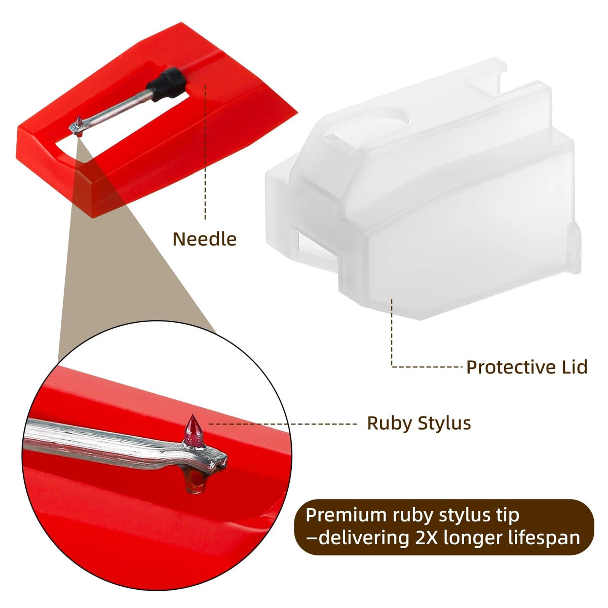 3 Pack Replacement Needles for Crosley Victrola ION Red