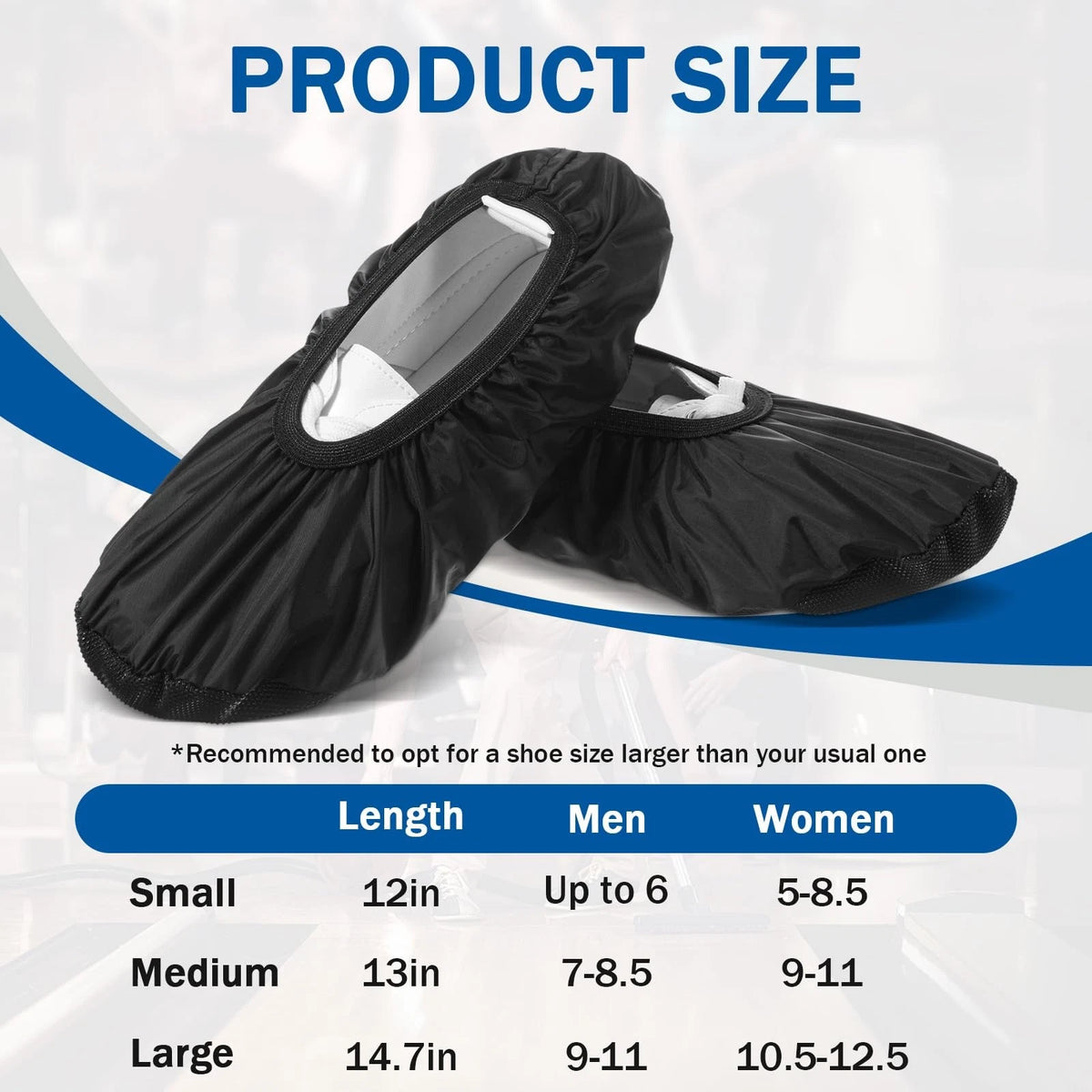 Reusable Black Shoe Covers for Larrel Bowling Shoes (Medium)
