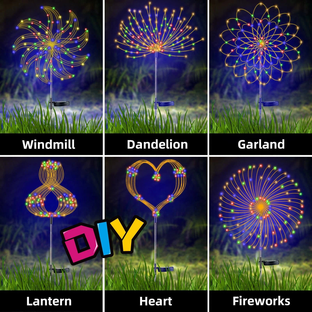 2X Solar Firework Lights for Outdoor Garden Decoration