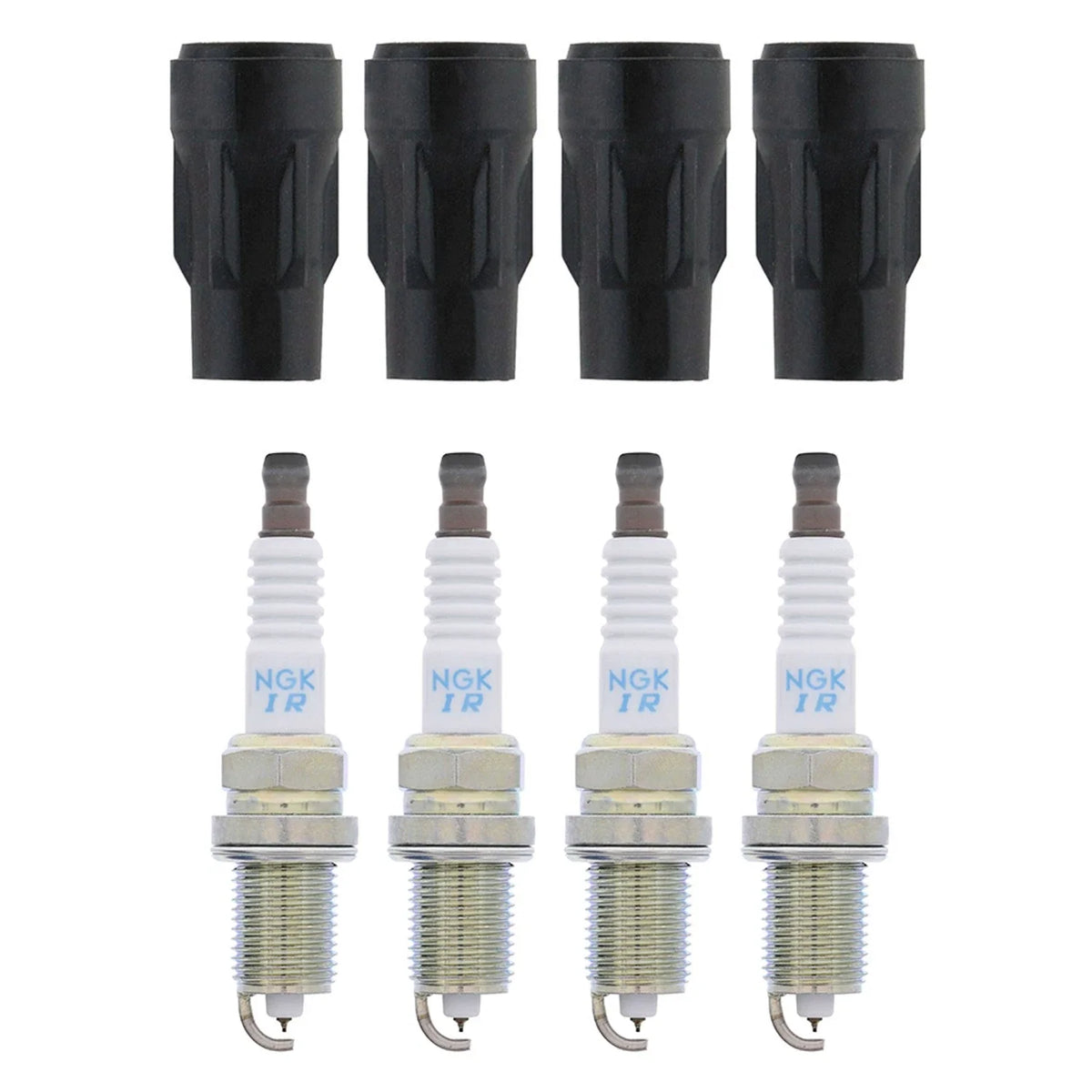 Set of 4 NGK Laser Iridium Spark Plugs & Denso Coil Boot Kit for Dodge Avenger, Caliber (2007–2010)