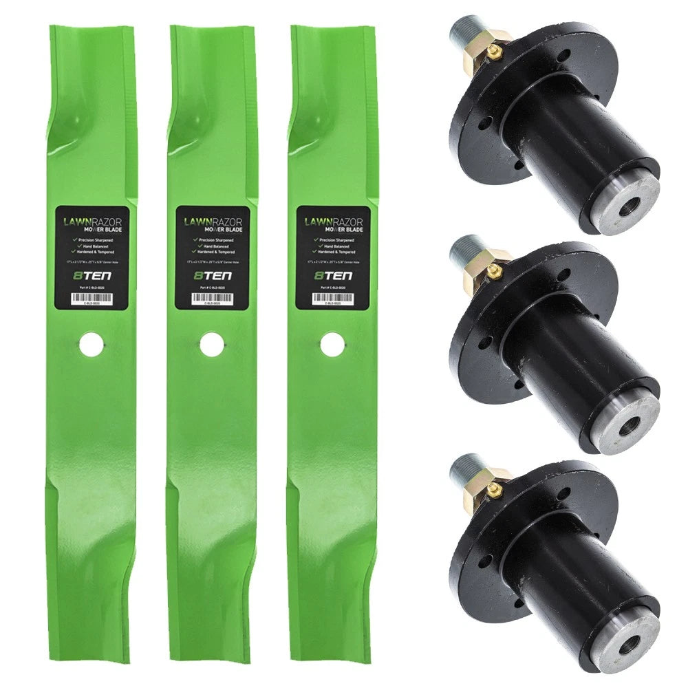 Deck Spindles & Mower Blades Set for Wheel Horse Chopper Dixie ZRT (5018) 30227-H, 30227-N, 10161, 300441