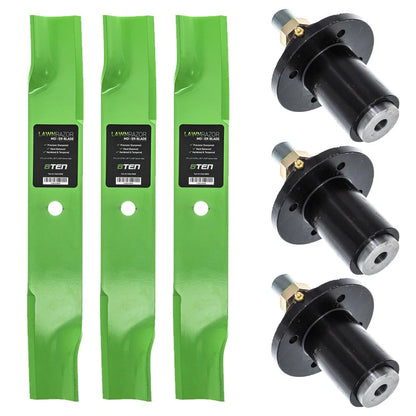 Deck Spindles & Mower Blades Set for Wheel Horse Chopper Dixie ZRT (5018) 30227-H, 30227-N, 10161, 300441