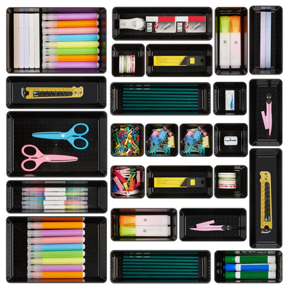 25 PCS Drawer Organizer Set for Office Desks (Versatile Plastic)