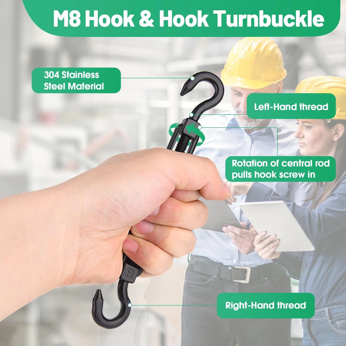 2X M8 Hook & Turnbuckle for Heavy Duty Applications
