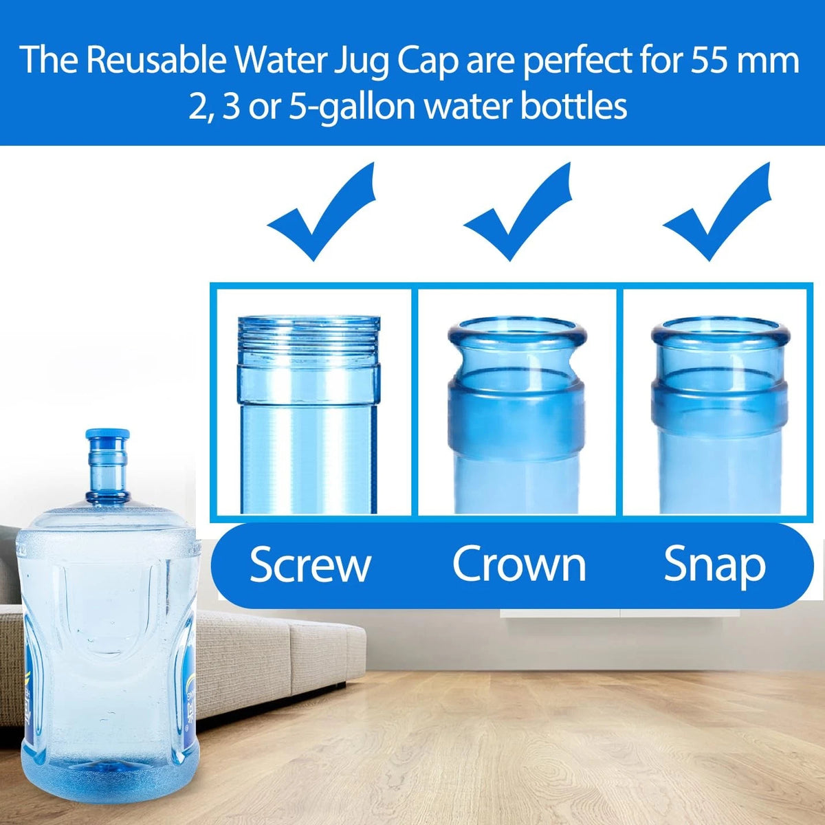 10 Pack Non-Spill 55mm Water Jug Cap for