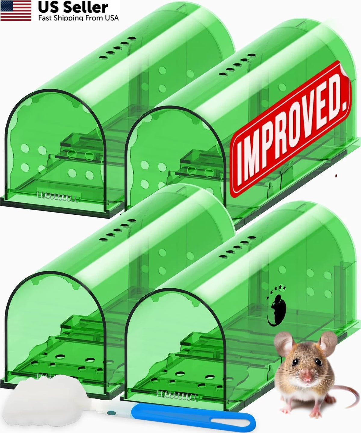 4X Humane Mouse Traps for Motel (No Kill Live Catch)