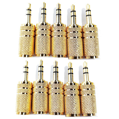 10 Pack 3.5mm Stereo TRS Male to Mono TS Female Audio Adapter