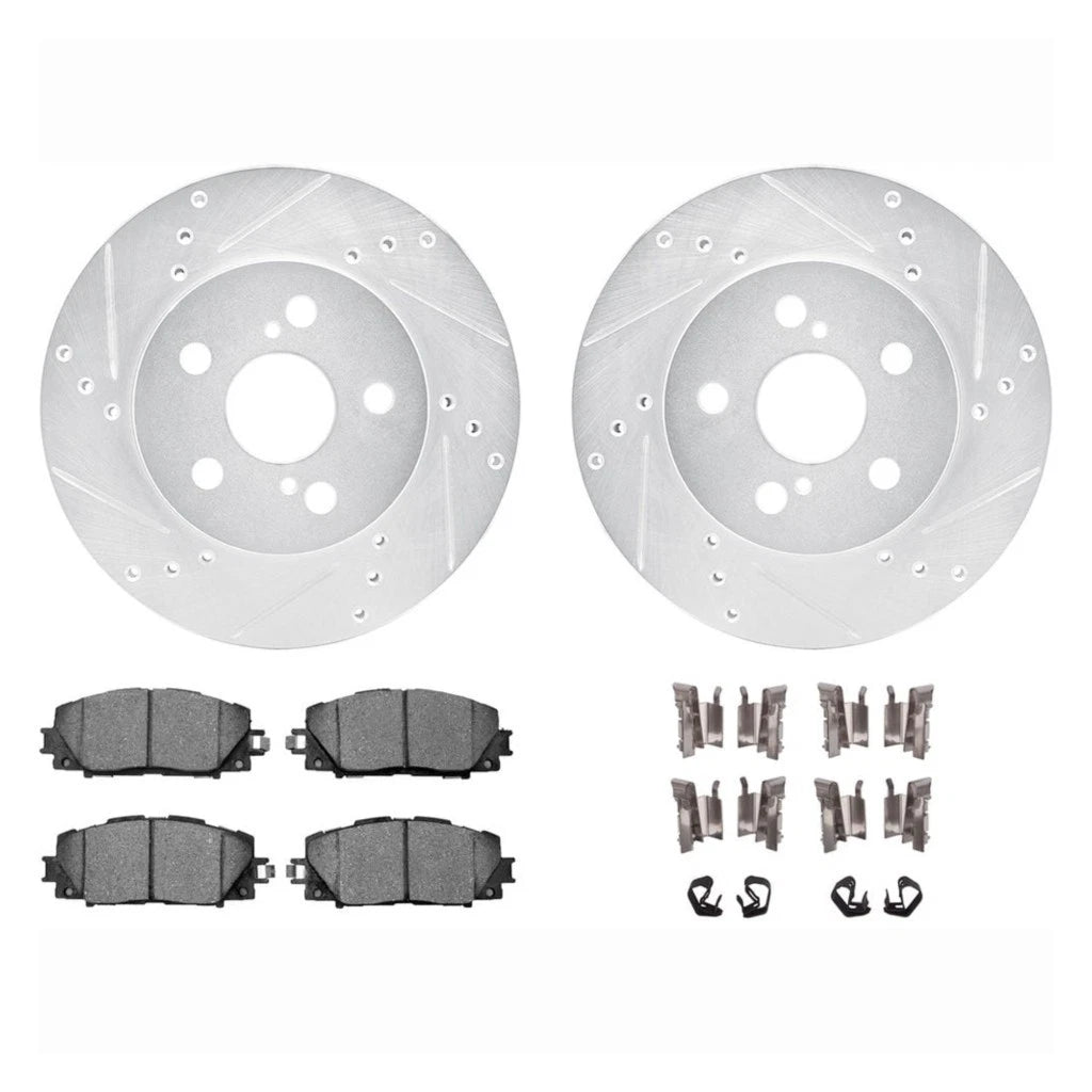 Rotor Set with Brake Pads for Toyota Prius AWD-e (2019–2022) ALX-PAU-DF-7512-76185-CLA3
