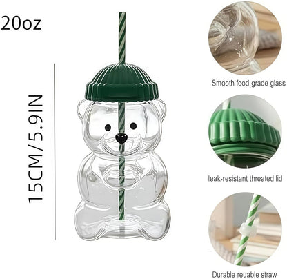 20oz Eco-Friendly Bear Straw Glass Cup for All Models