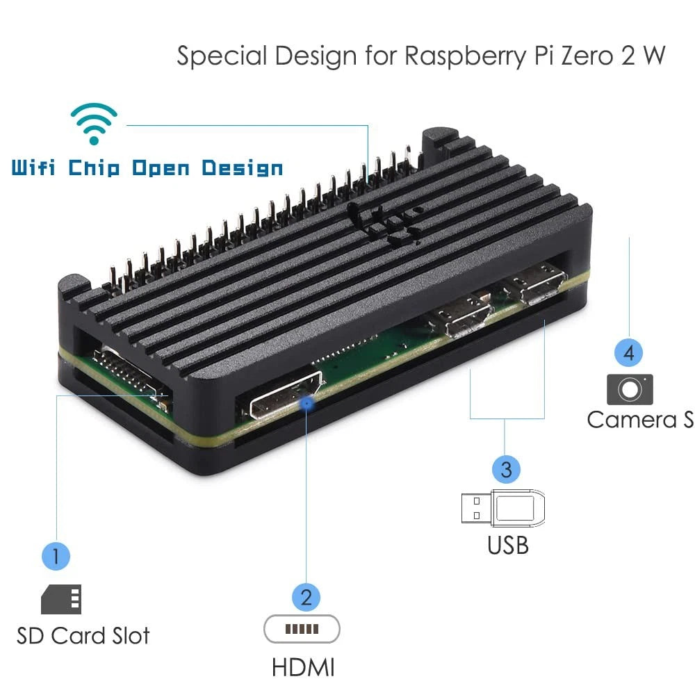 iUniker Pi Zero Aluminum Passive Case with Pin Header for Raspberry Pi Zero (2015–2023)