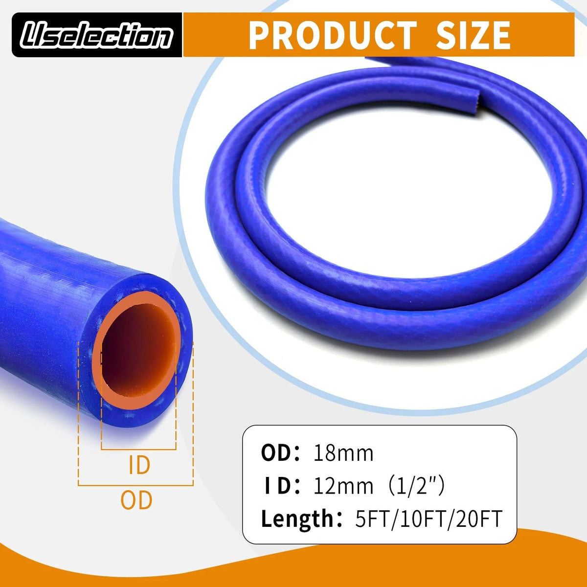20FT Silicone Heater Hose 1/2" ID High Temp Coolant Radiator Line