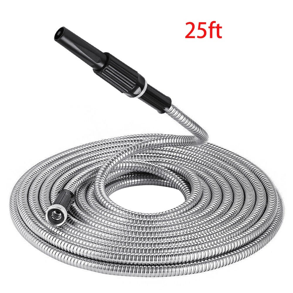 25 Ft Flexible Stainless Steel Water Pipe for Garden