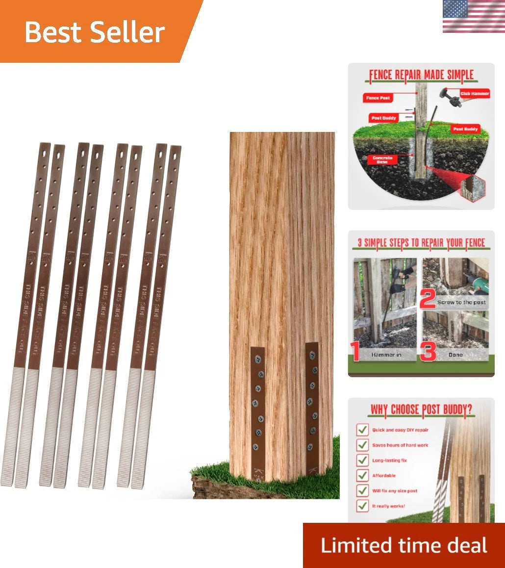 Pack of 8 Durable Steel Fence Post Repair Stakes for Fixing Broken Posts