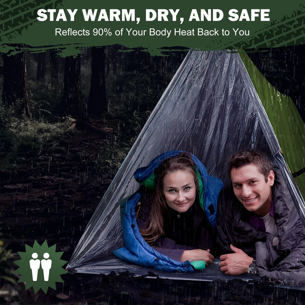 2X Emergency Survival Tent for 2 Person (Space Blanket)