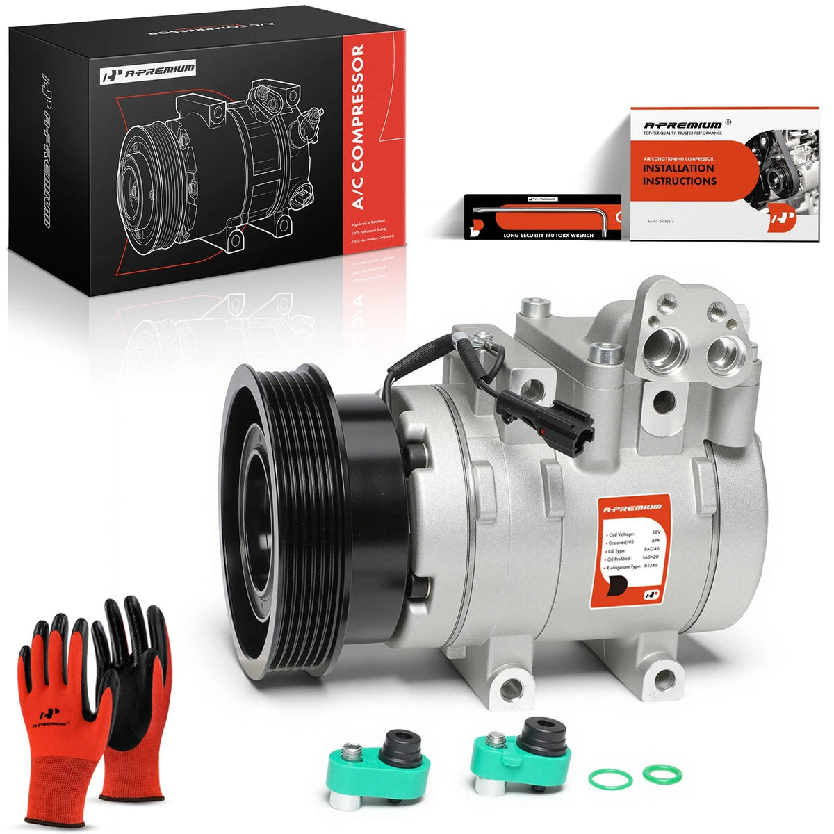 A/C Compressor with Clutch for Hyundai Tiburon (2003–2008) 977012C600, 97701-2C600, 58199