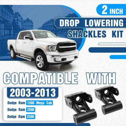 Drop Lowering Shackles 2" Leveling Kit for Dodge Ram 1500 Mega Cab 2500 (2003–2013)