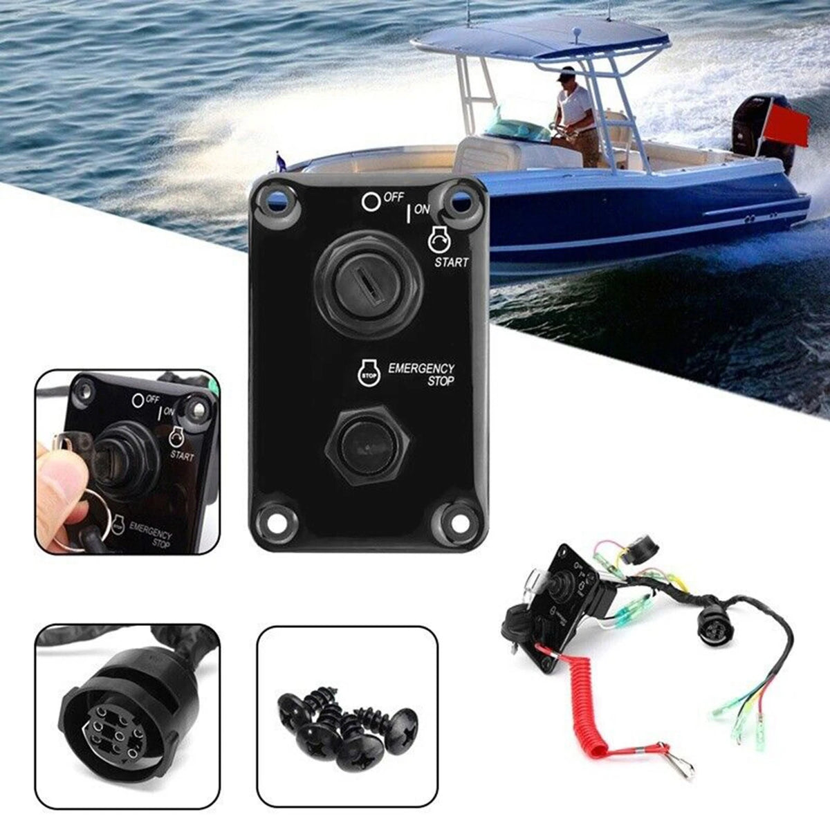 Outboard Single Engine Key Switch Panel for Yamaha (704-82570-08-00)