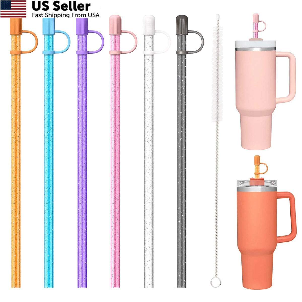 6 Color Replacement Straws with Cover for Cactus
