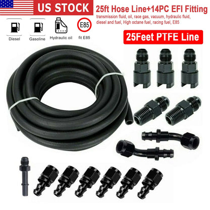 25Ft LS Conversion Fuel Injection Line Hose Fitting Kit - 3/8