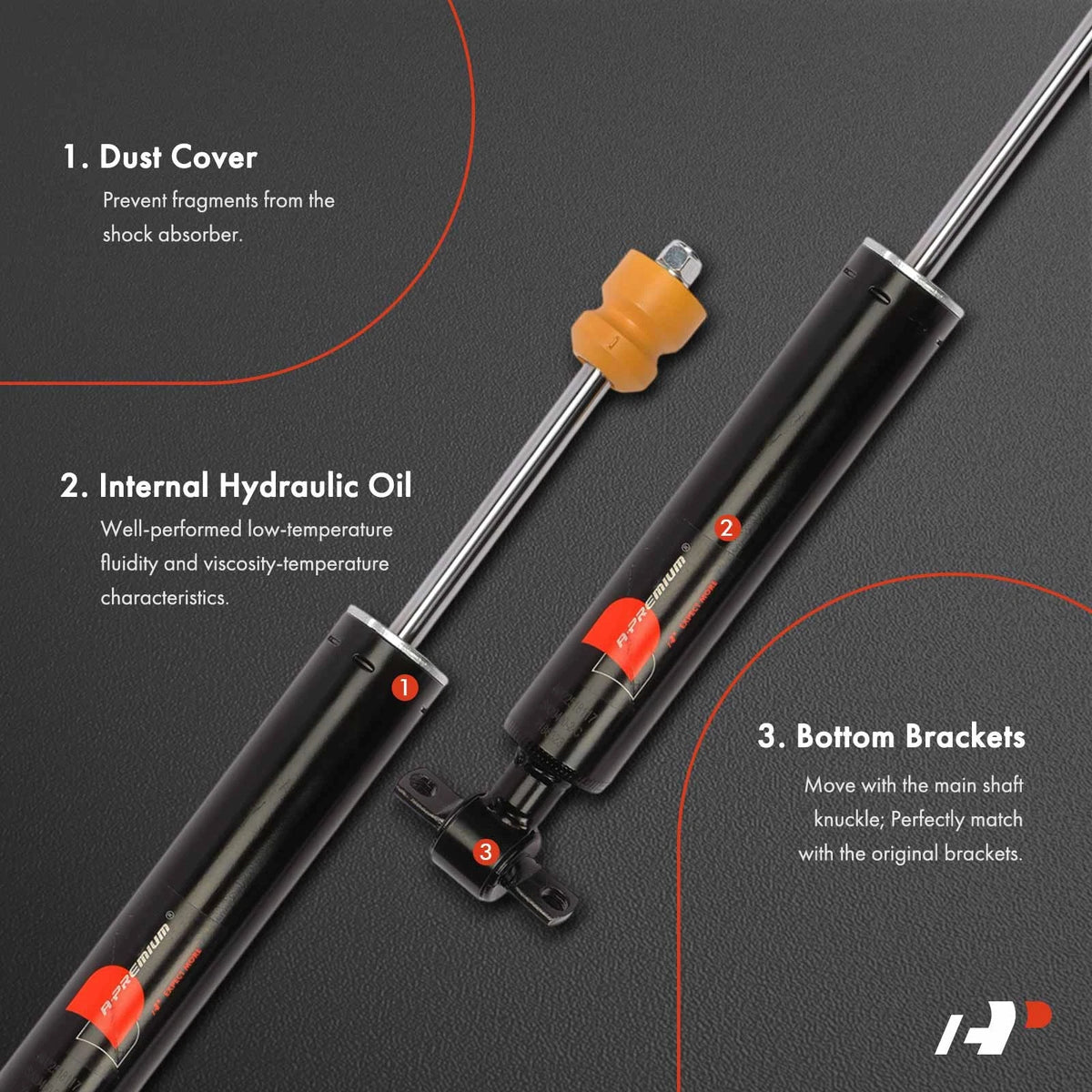 Set of 2 Front Shock Absorbers for Chevrolet Corvette (2014–2019) 23171680, 23338321, 23338322