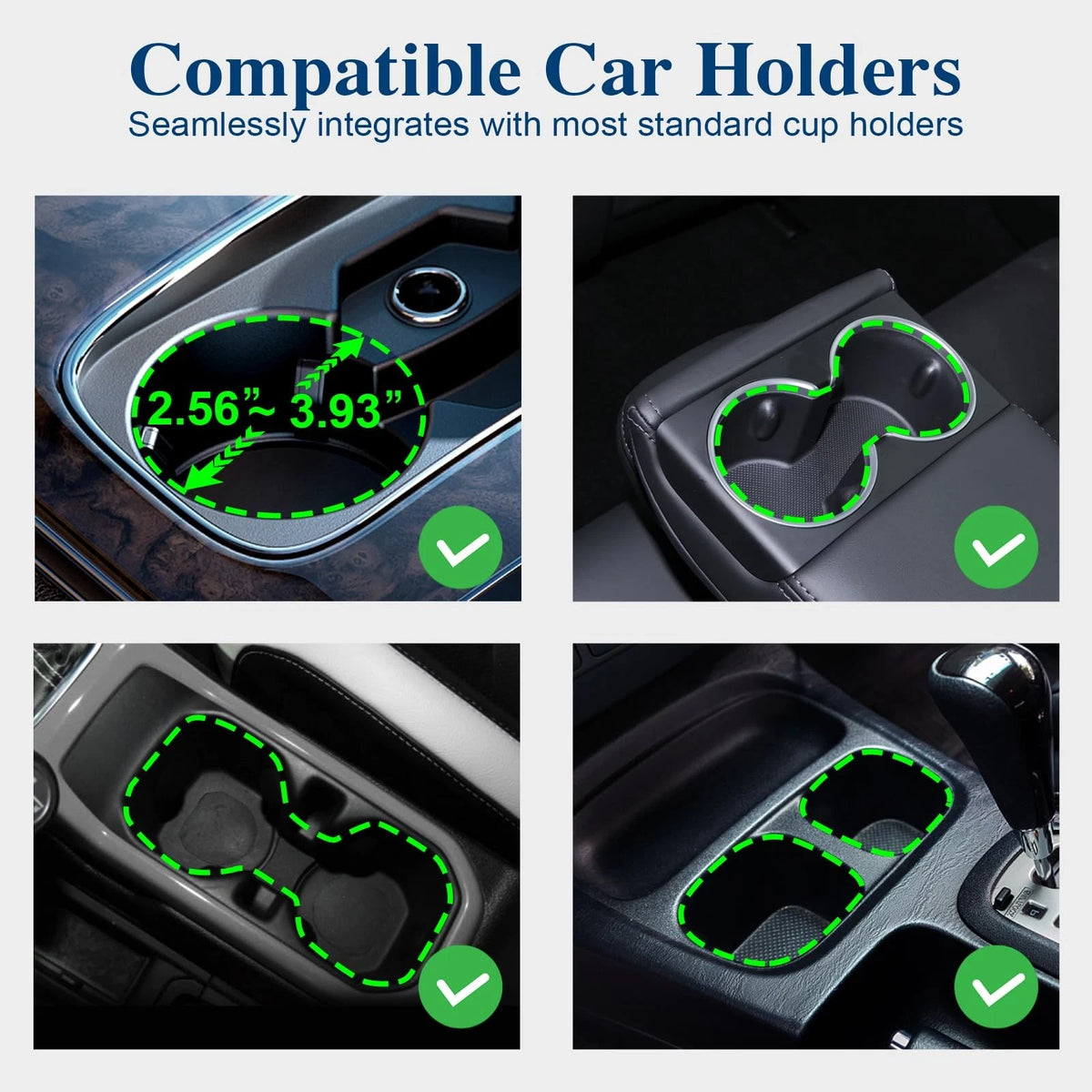 2X Car Cup Holder Expander for Universal Fit (Black)