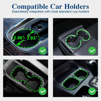 2X Car Cup Holder Expander for Universal Fit (Black)