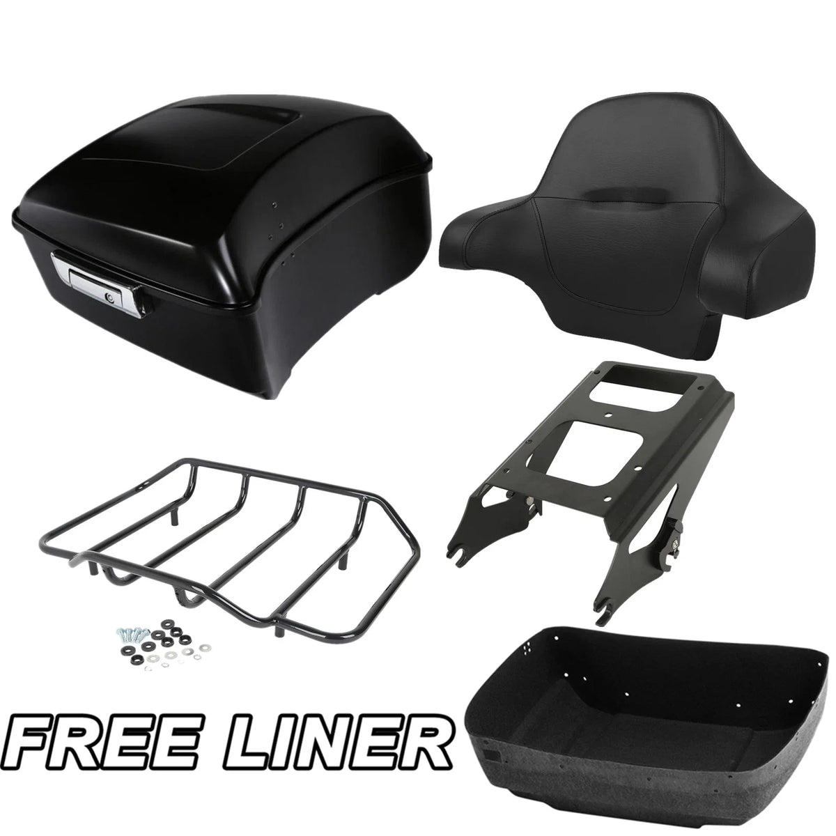 Trunk Mount Rack Backrest Pad in Matte Black for Harley Touring 09-13