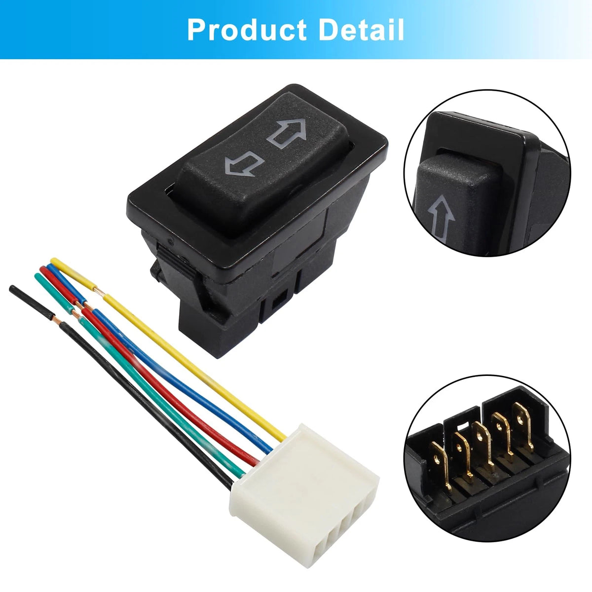 2Pcs Power Window Switch for Car with Double Red Light + Wiring Harness