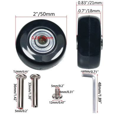 Set of 4 Luggage Suitcase Replacement Wheels 50x18mm for