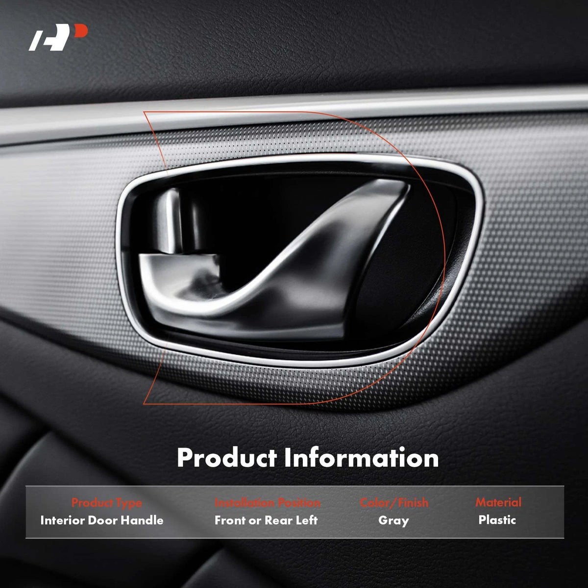 Front Left Gray Interior Door Handle for Jeep Liberty (2008–2012) 1JS37XDHAA, 81646
