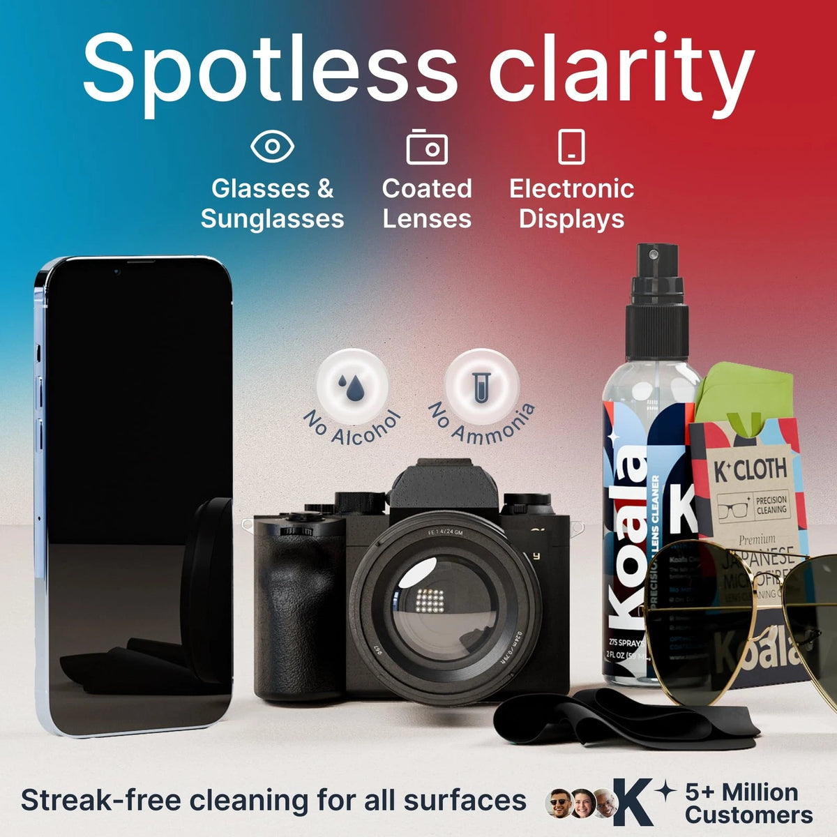 2X Koala Eyeglass Lens Cleaner Spray Kit for All Models (Black/Green)