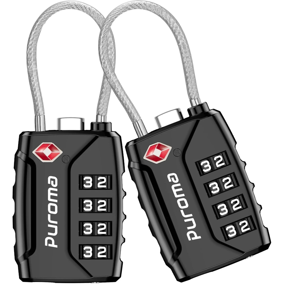 2 Pack TSA Approved Luggage Locks - 4 Digit Combination Travel Cable Locks