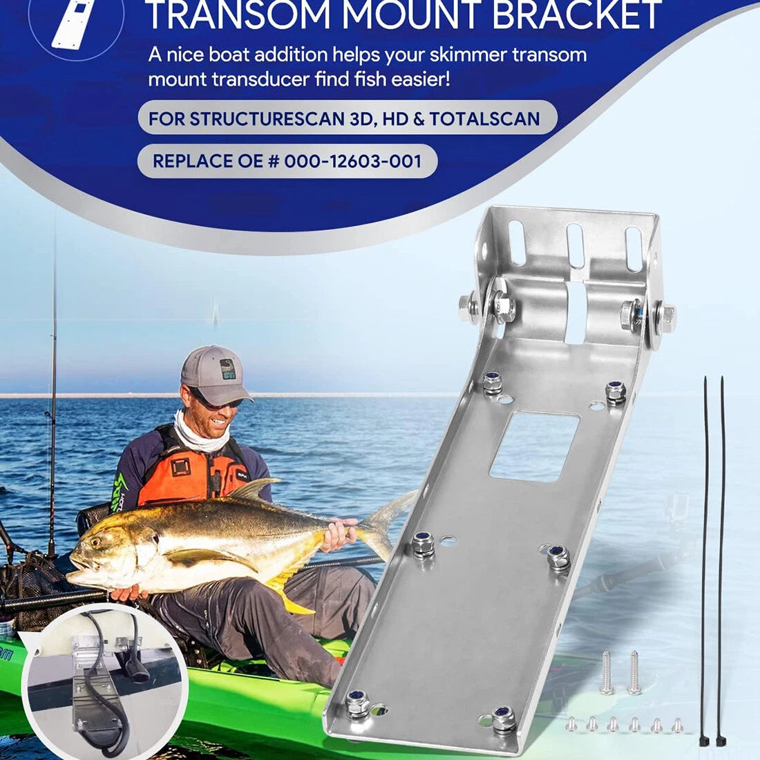 Transom Mount Bracket for StructureScan 3D HD TotalScan Transducer (000-12603-001)