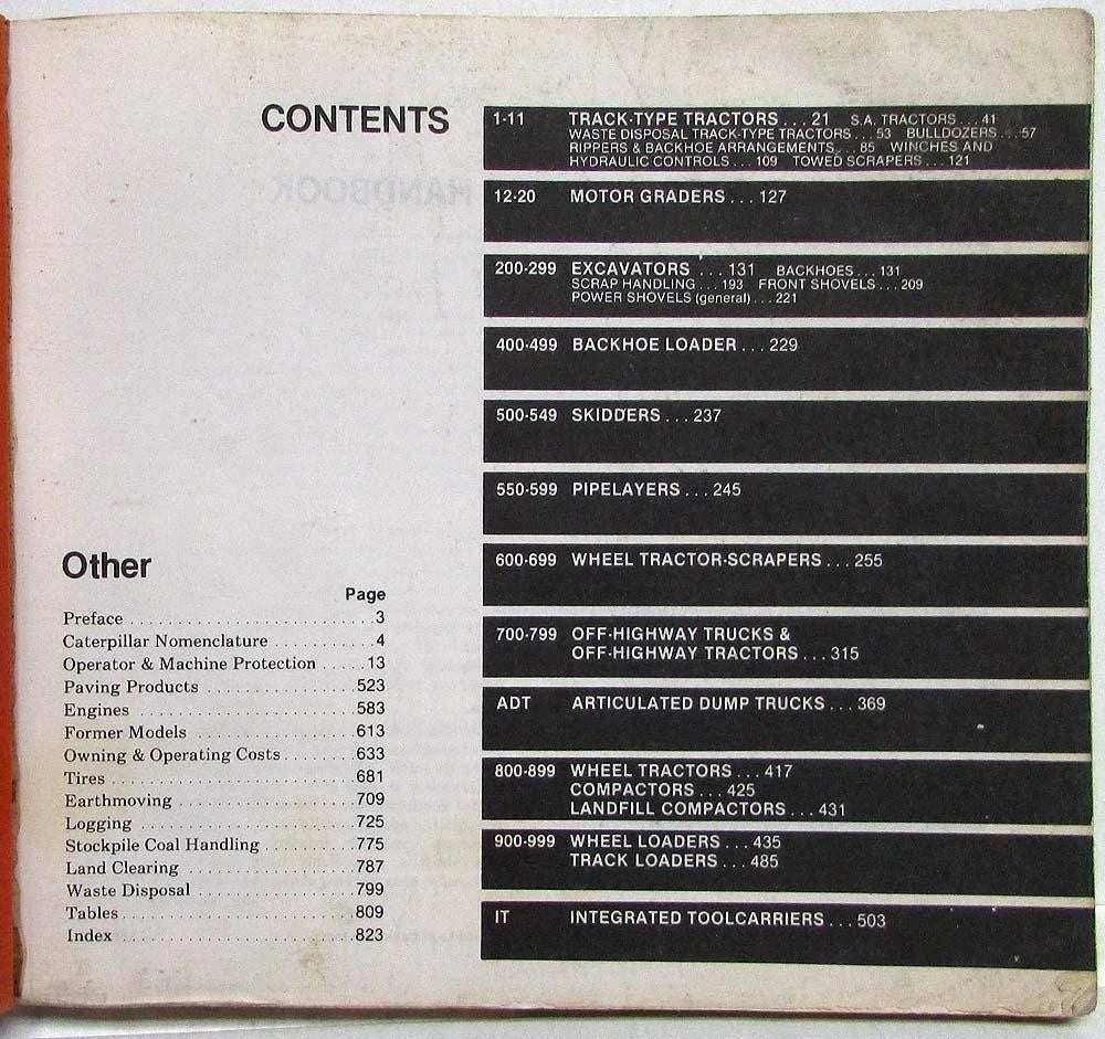 Performance Handbook for Caterpillar (1987)