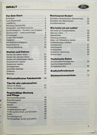 Owners Manual for Ford (1984) - German Text