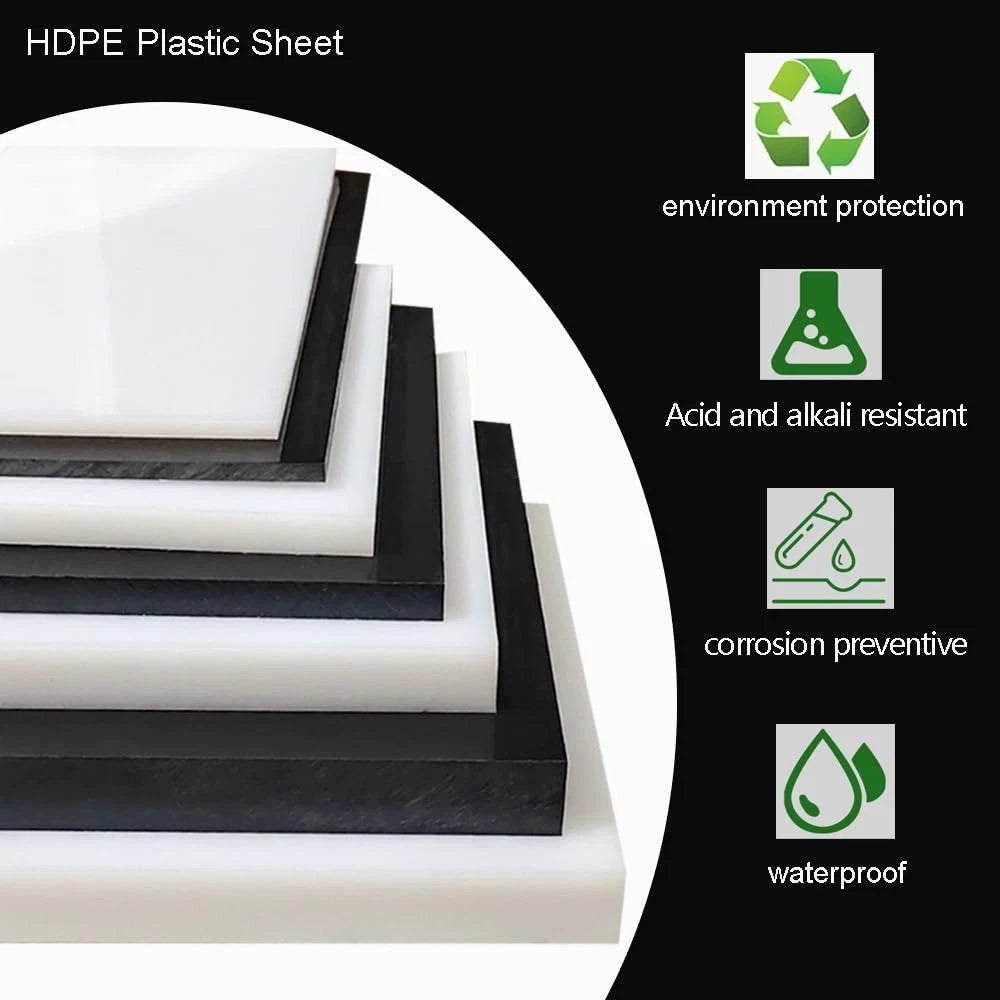 1/8" Thick HDPE Plastic Sheet for Various Applications (8"x12") - Black