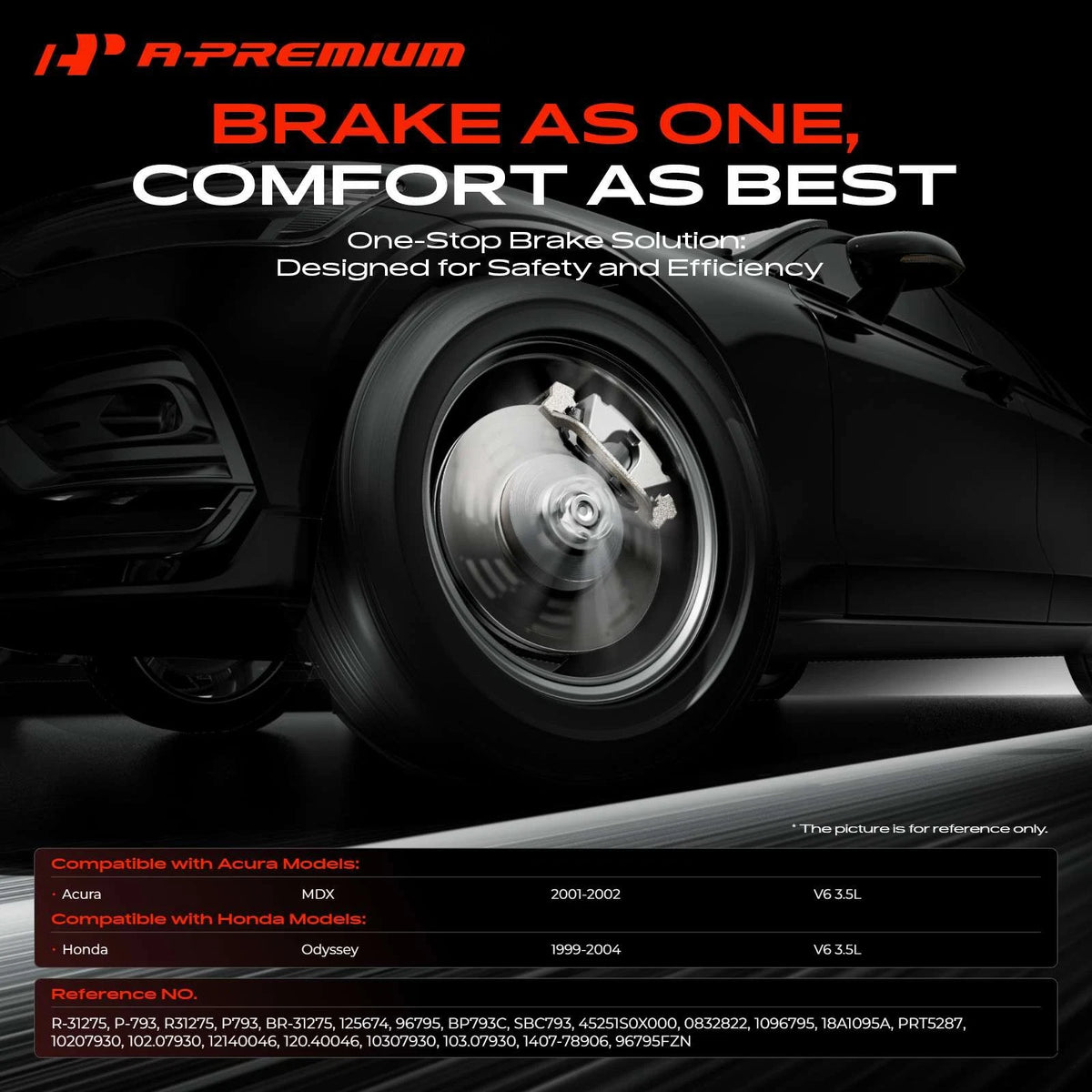 Set of 2 Front Disc Brake Rotors & Ceramic Pads for Honda Odyssey (1999–2004) R-31275, P-793