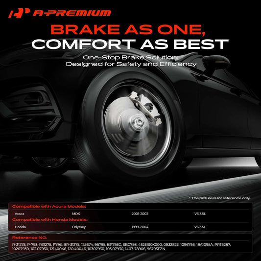 Set of 2 Front Disc Brake Rotors & Ceramic Pads for Honda Odyssey (1999–2004) R-31275, P-793