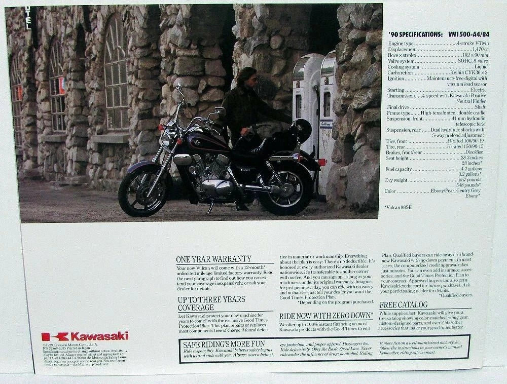 Sales Brochure for Kawasaki Vulcan 88/88SE VN1500-A4/B4 (1990)