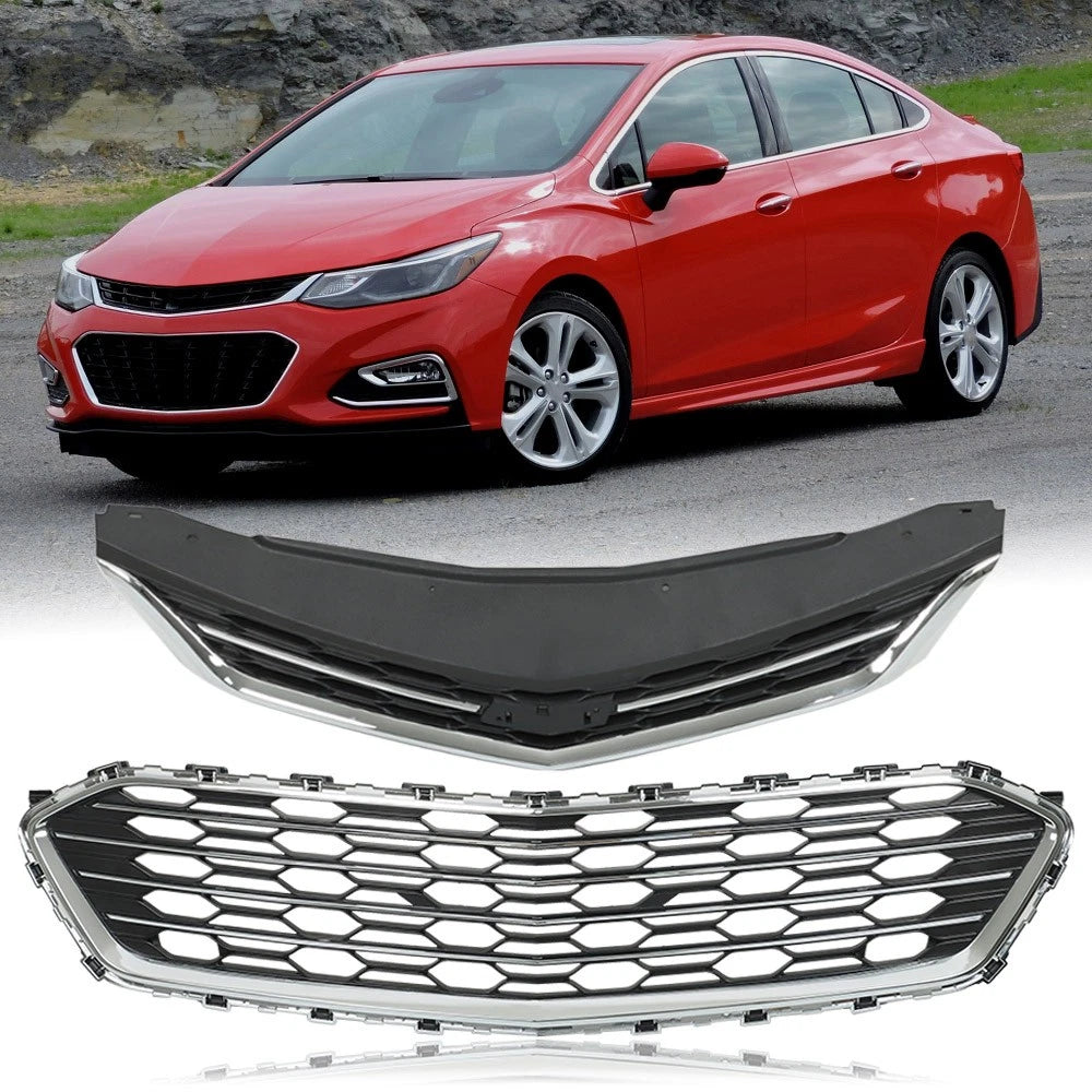 2X Plastic Front Upper Center Mesh Grille for Chevrolet Cruze (2016–2018)