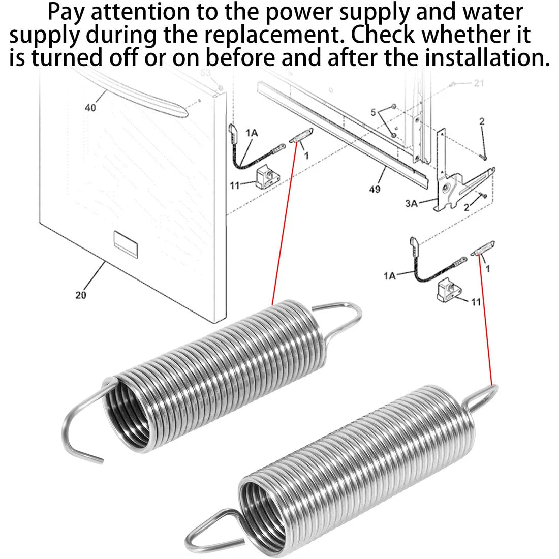 Door Spring for Frigidaire Electrolux Dishwasher (154579101)