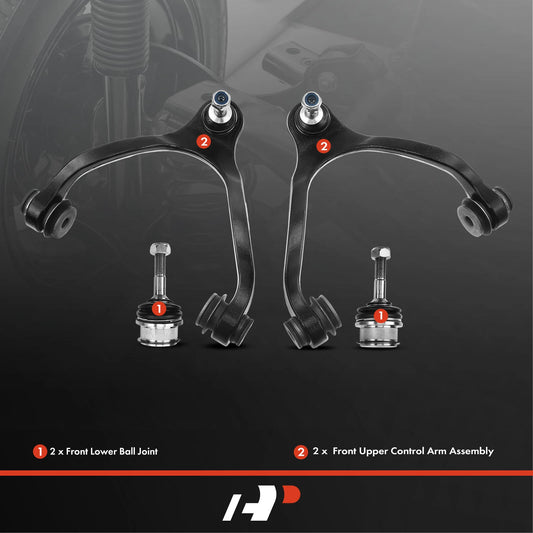 Set of 4 Front Lower & Upper Control Arm Ball Joints for Ford Lincoln Mercury (3W1Z3084AA, 4W1Z3084AA, 4W1Z3084RH, 4W1Z3085, K80038, RK80038, K80040, RK80040, K80141)